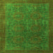 Square Machine Washable Oriental Green Modern Area Rugs, wshabs4137grn