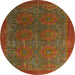 Round Abstract Red Oriental Rug, abs4137