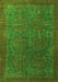 Machine Washable Oriental Green Modern Area Rugs, wshabs4137grn