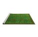 Sideview of Machine Washable Oriental Green Modern Area Rugs, wshabs4137grn