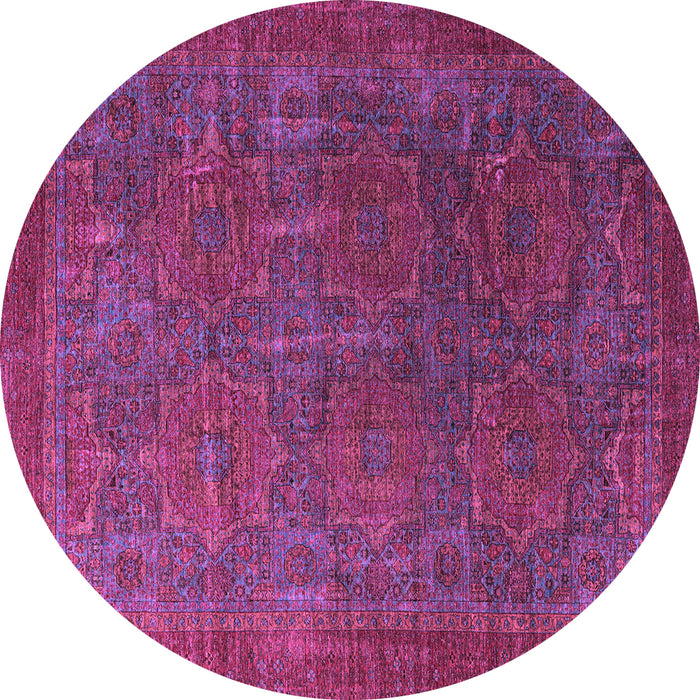 Round Machine Washable Oriental Purple Modern Area Rugs, wshabs4137pur