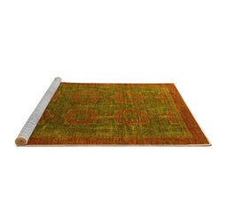 Sideview of Machine Washable Oriental Yellow Modern Rug, wshabs4137yw