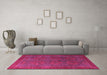 Machine Washable Oriental Pink Modern Rug in a Living Room, wshabs4137pnk