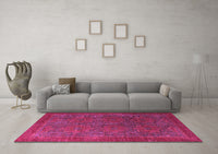 Machine Washable Oriental Pink Modern Rug, wshabs4137pnk