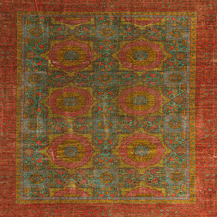 Square Abstract Red Oriental Rug, abs4137