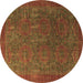 Round Oriental Brown Modern Rug, abs4137brn