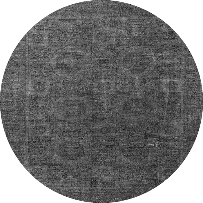 Round Machine Washable Oriental Gray Modern Rug, wshabs4137gry