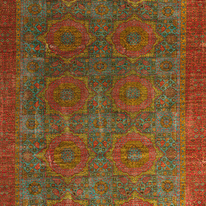 Machine Washable Abstract Tomato Red Rug, wshabs4137