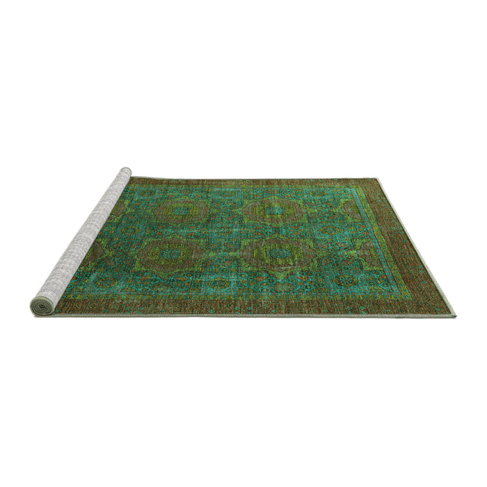 Sideview of Machine Washable Oriental Turquoise Modern Area Rugs, wshabs4137turq