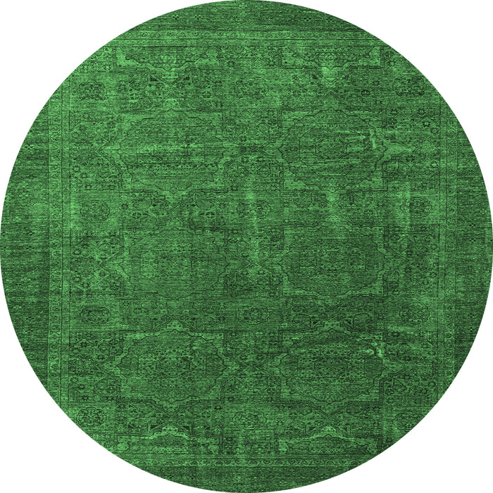 Round Oriental Emerald Green Modern Rug, abs4137emgrn