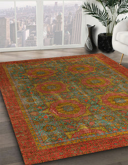 Machine Washable Abstract Tomato Red Rug in a Family Room, wshabs4137