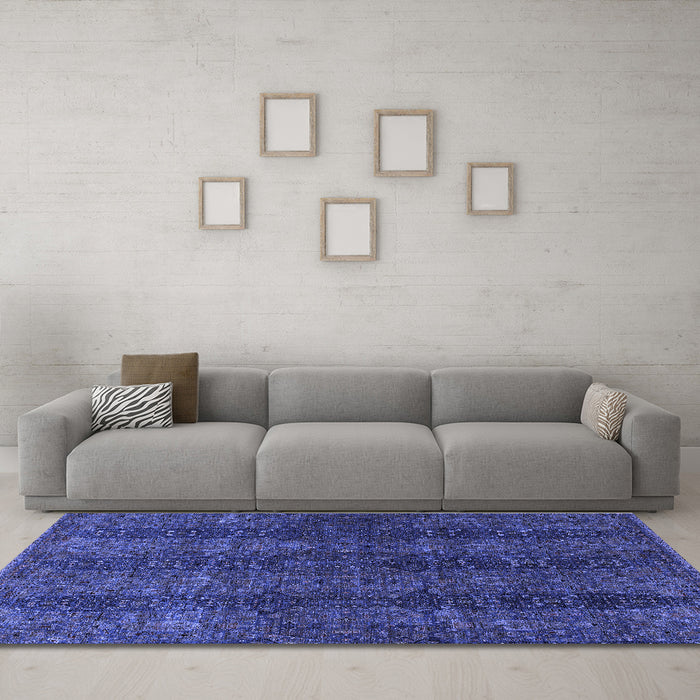 Machine Washable Oriental Blue Modern Rug in a Living Room, wshabs4138blu
