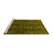 Sideview of Machine Washable Oriental Yellow Modern Rug, wshabs4138yw