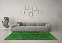 Machine Washable Oriental Green Modern Rug, wshabs4138grn