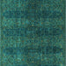 Square Machine Washable Oriental Turquoise Modern Area Rugs, wshabs4138turq