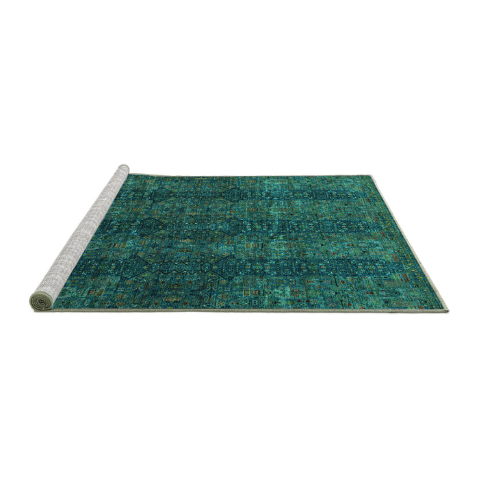 Sideview of Machine Washable Oriental Turquoise Modern Area Rugs, wshabs4138turq