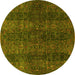 Round Machine Washable Oriental Yellow Modern Rug, wshabs4138yw