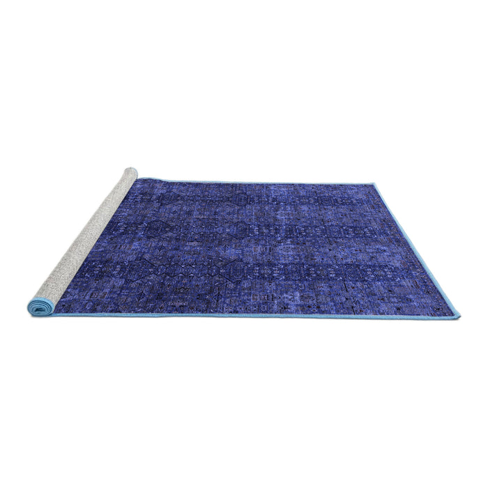 Sideview of Machine Washable Oriental Blue Modern Rug, wshabs4138blu