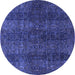 Round Oriental Blue Modern Rug, abs4138blu