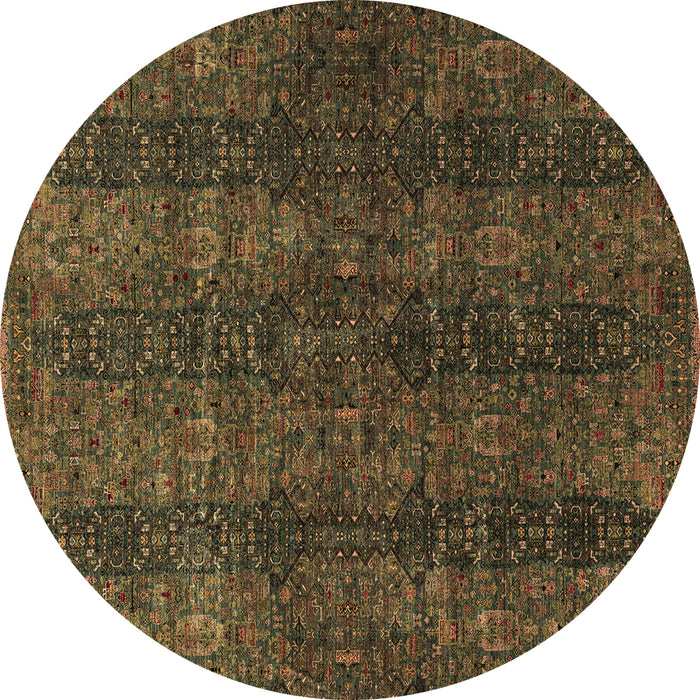 Round Machine Washable Oriental Brown Modern Rug, wshabs4138brn