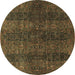 Round Machine Washable Oriental Brown Modern Rug, wshabs4138brn