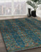 Abstract Taupe Brown Oriental Rug in Family Room, abs4138