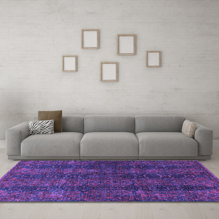 Machine Washable Oriental Purple Modern Area Rugs in a Living Room, wshabs4138pur