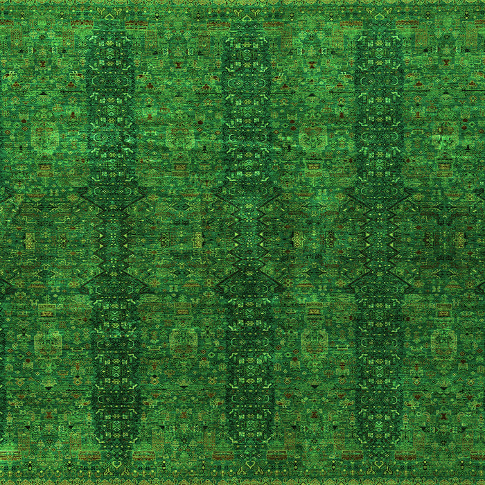 Square Machine Washable Oriental Green Modern Area Rugs, wshabs4138grn