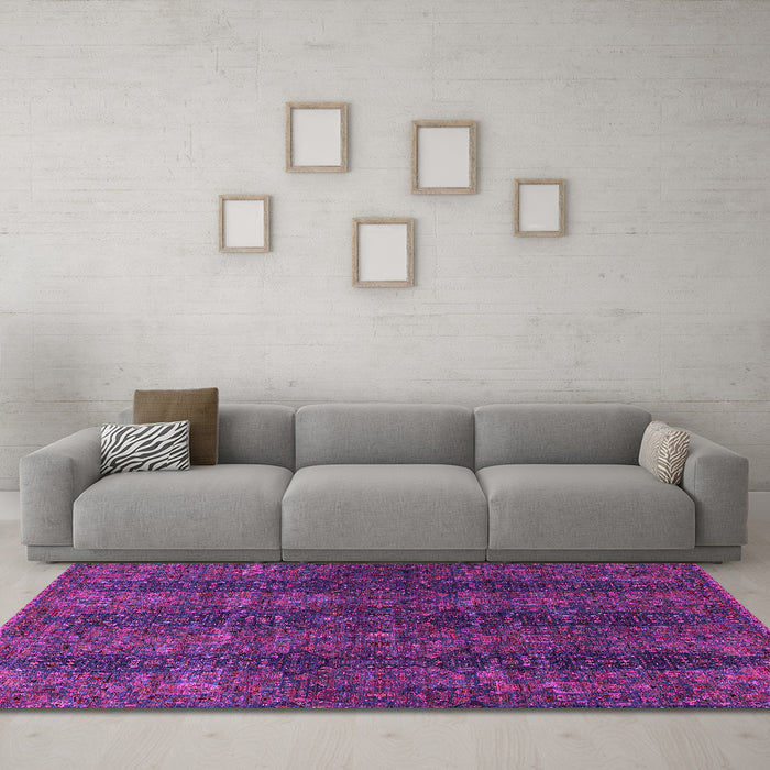 Machine Washable Oriental Pink Modern Rug in a Living Room, wshabs4138pnk