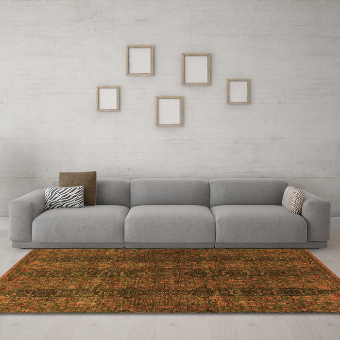 Machine Washable Oriental Orange Modern Area Rugs in a Living Room, wshabs4138org