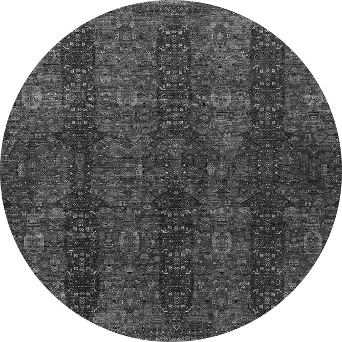 Round Machine Washable Oriental Gray Modern Rug, wshabs4138gry