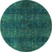 Round Oriental Turquoise Modern Rug, abs4138turq