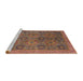 Sideview of Machine Washable Abstract Brown Red Rug, wshabs4139