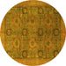 Round Oriental Yellow Modern Rug, abs4139yw