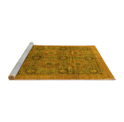 Sideview of Machine Washable Oriental Yellow Modern Rug, wshabs4139yw
