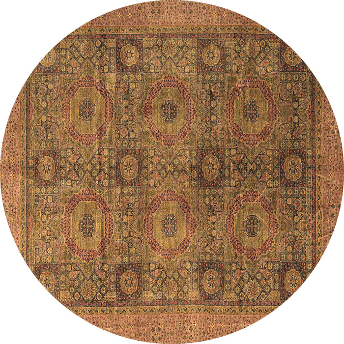Round Machine Washable Oriental Brown Modern Rug, wshabs4139brn