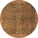 Round Machine Washable Oriental Brown Modern Rug, wshabs4139brn