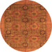 Round Oriental Orange Modern Rug, abs4139org