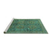 Sideview of Machine Washable Oriental Turquoise Modern Area Rugs, wshabs4139turq