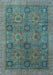 Machine Washable Oriental Light Blue Modern Rug, wshabs4139lblu