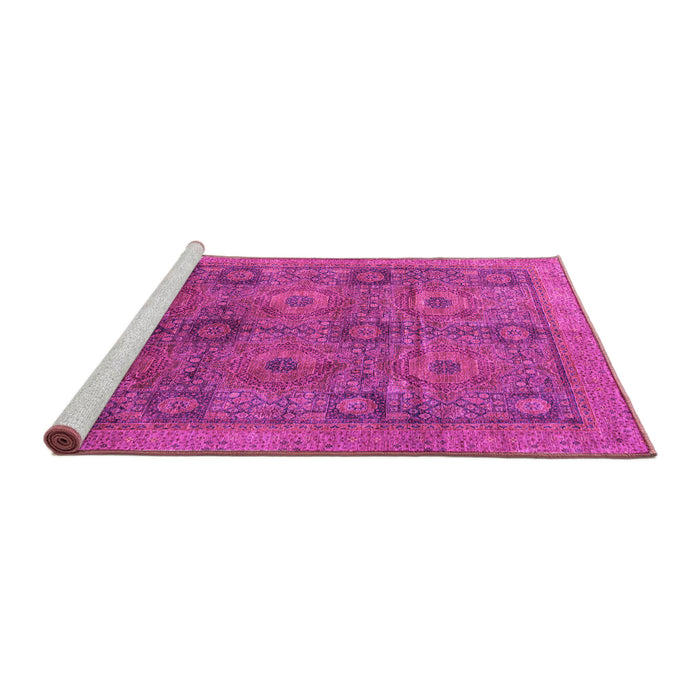 Sideview of Machine Washable Oriental Pink Modern Rug, wshabs4139pnk