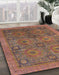 Abstract Brown Red Oriental Rug in Family Room, abs4139