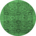 Round Oriental Emerald Green Modern Rug, abs4139emgrn