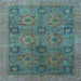 Square Machine Washable Oriental Light Blue Modern Rug, wshabs4139lblu