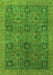 Machine Washable Oriental Green Modern Area Rugs, wshabs4139grn