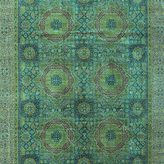 Machine Washable Oriental Turquoise Modern Area Rugs, wshabs4139turq