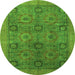 Round Oriental Green Modern Rug, abs4139grn