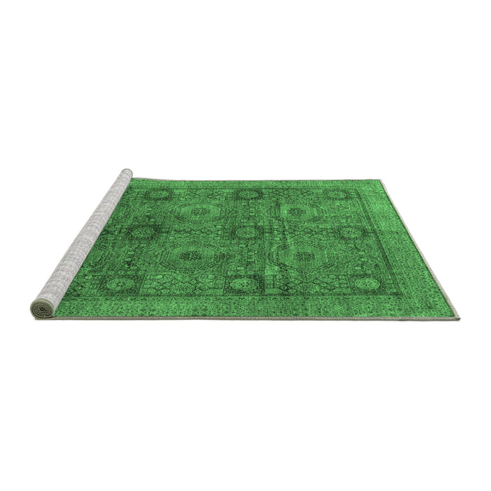 Sideview of Machine Washable Oriental Emerald Green Modern Area Rugs, wshabs4139emgrn