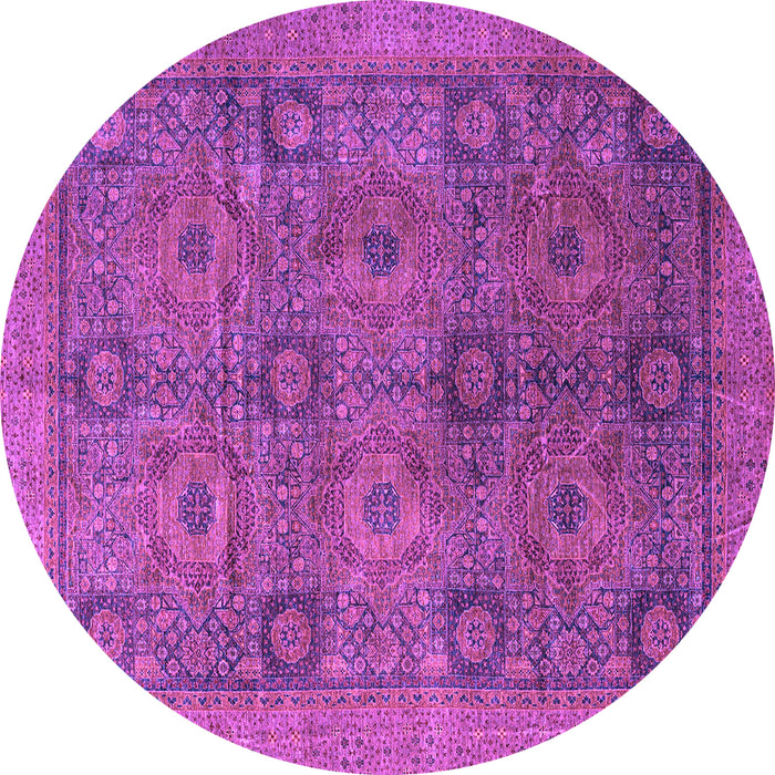 Round Machine Washable Oriental Purple Modern Area Rugs, wshabs4139pur