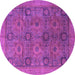 Round Machine Washable Oriental Purple Modern Area Rugs, wshabs4139pur